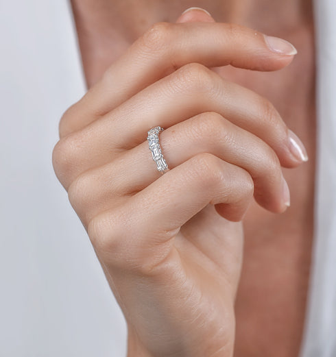 Sofia Diamond Eternity Ring Emerald Cut 2.75ct VVs Platinum Size O-W